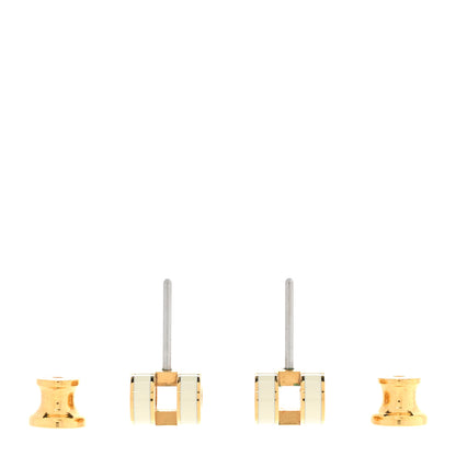 Hermes Gold Lacquered Mini Pop H Earrings White 3 of 7