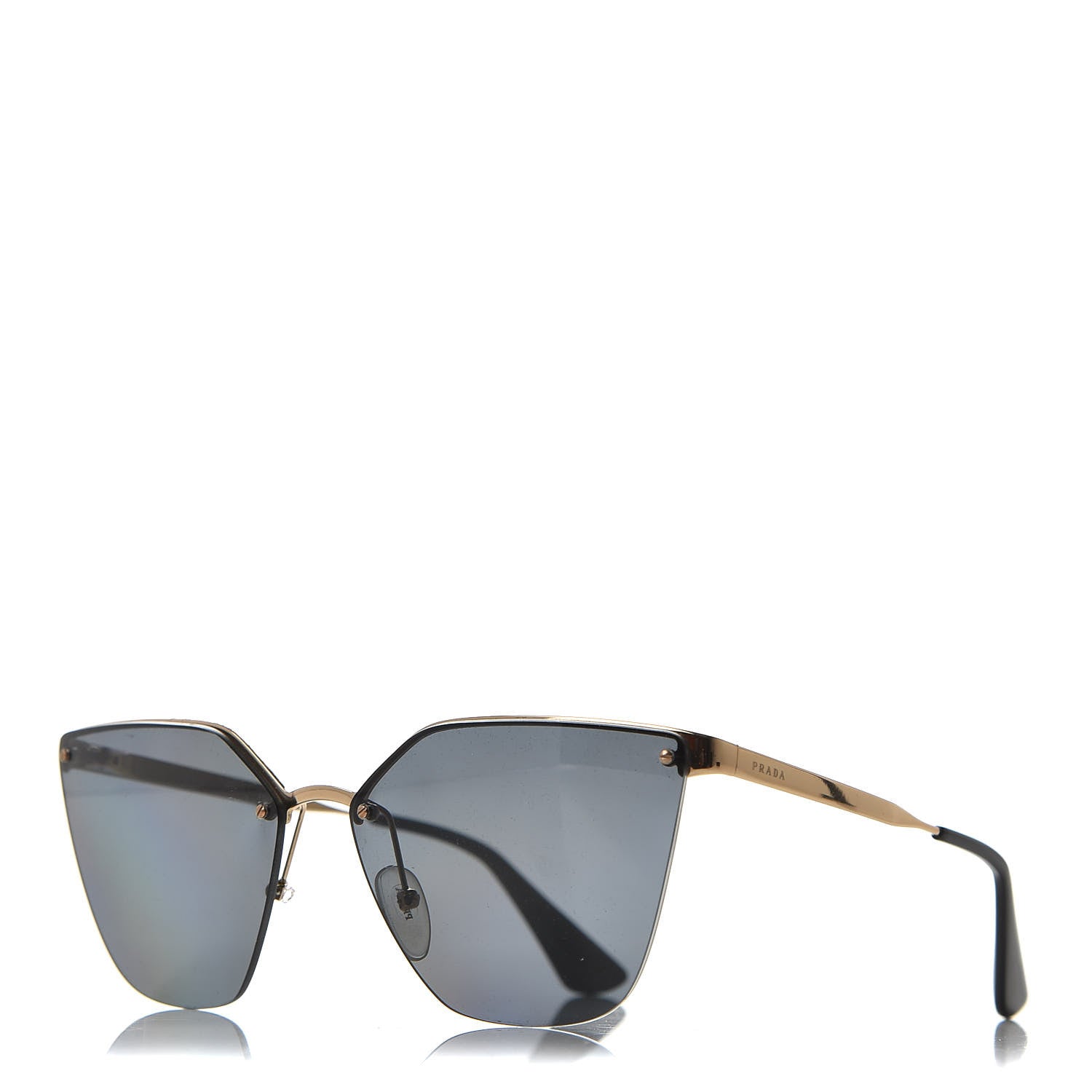 Prada Metal Polarized Cat Eye Sunglasses SPR 68T Black 1 of 9