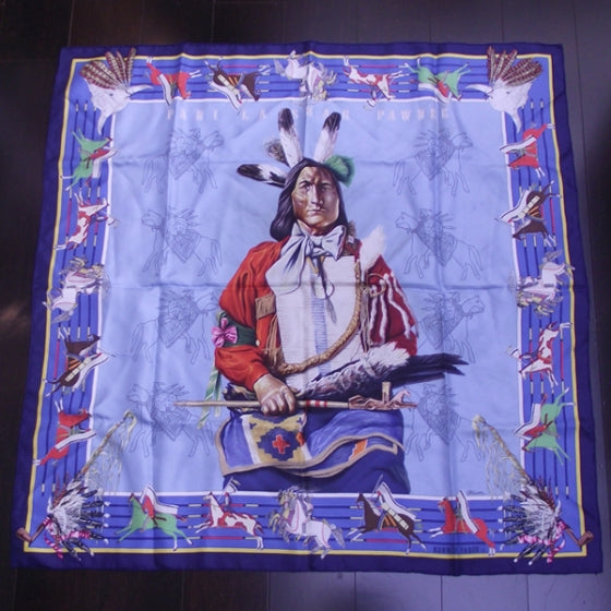 Hermes Silk Oliver Native American Scarf Bleu 1 of 1