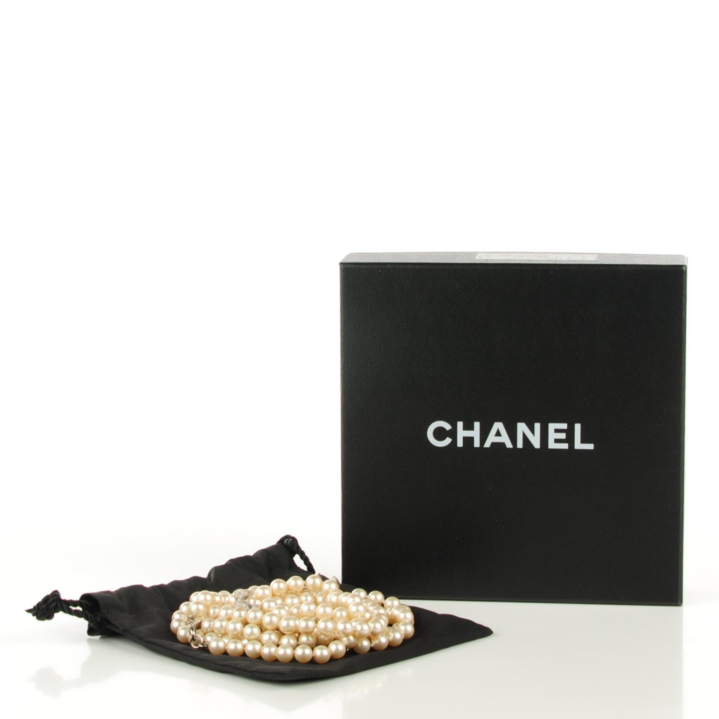 Pearl CC Long Necklace Silver