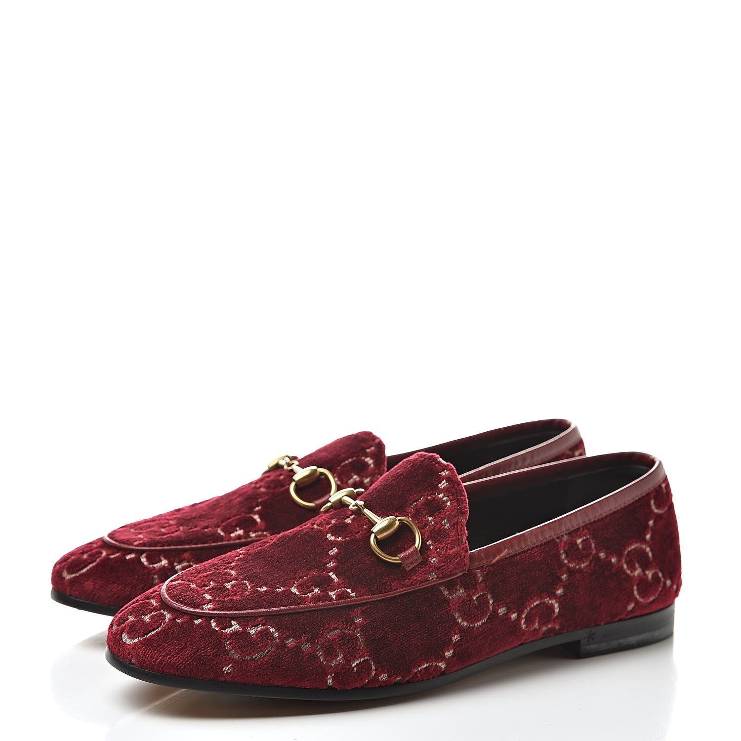 Gucci Velvet Malaga Kid GG Monogram Horsebit Womens Jordaan Loafers 36 Red Cipria Romantic Cerise 3 of 8