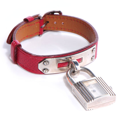 Hermes Stainless Steel Courchevel 20mm Kelly Cadena Quartz Watch Rouge 3 of 8