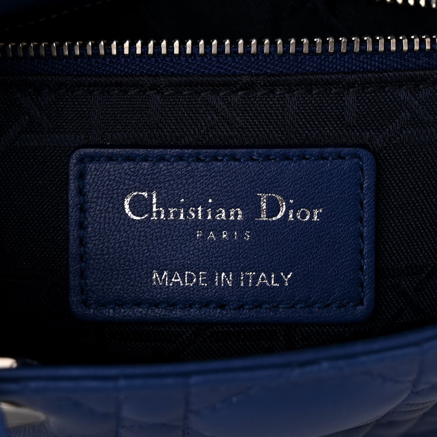 Christian Dior Lambskin Cannage Mini Lady Dior Blue 6 of 11