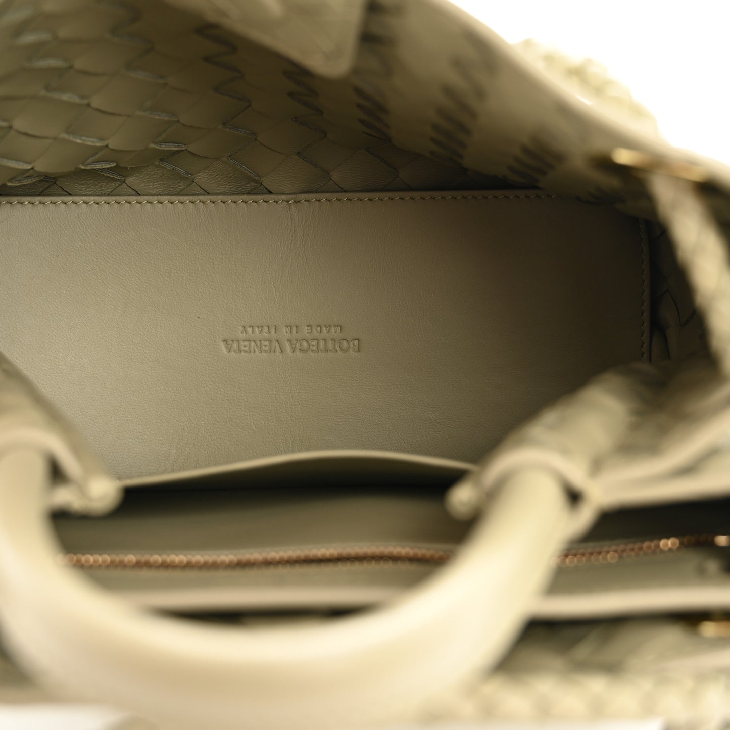 Nappa Intrecciato Small Andiamo Shoulder Bag Travertine