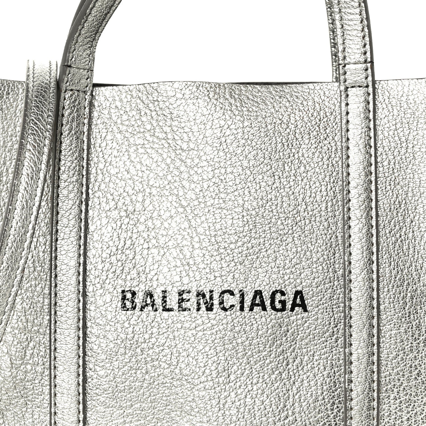 Metallic Goatskin Logo XXS Everyday Tote Argent Black