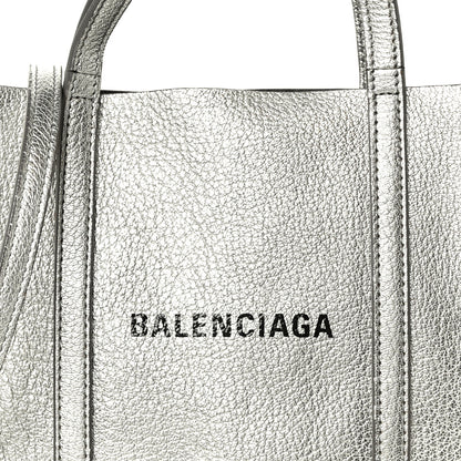 Balenciaga Metallic Goatskin Logo XXS Everyday Tote Argent Black 7 of 10