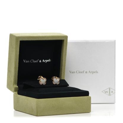 Van Cleef & Arpels 18K Yellow Gold Mother of Pearl Sweet Alhambra Earrings 6 of 6