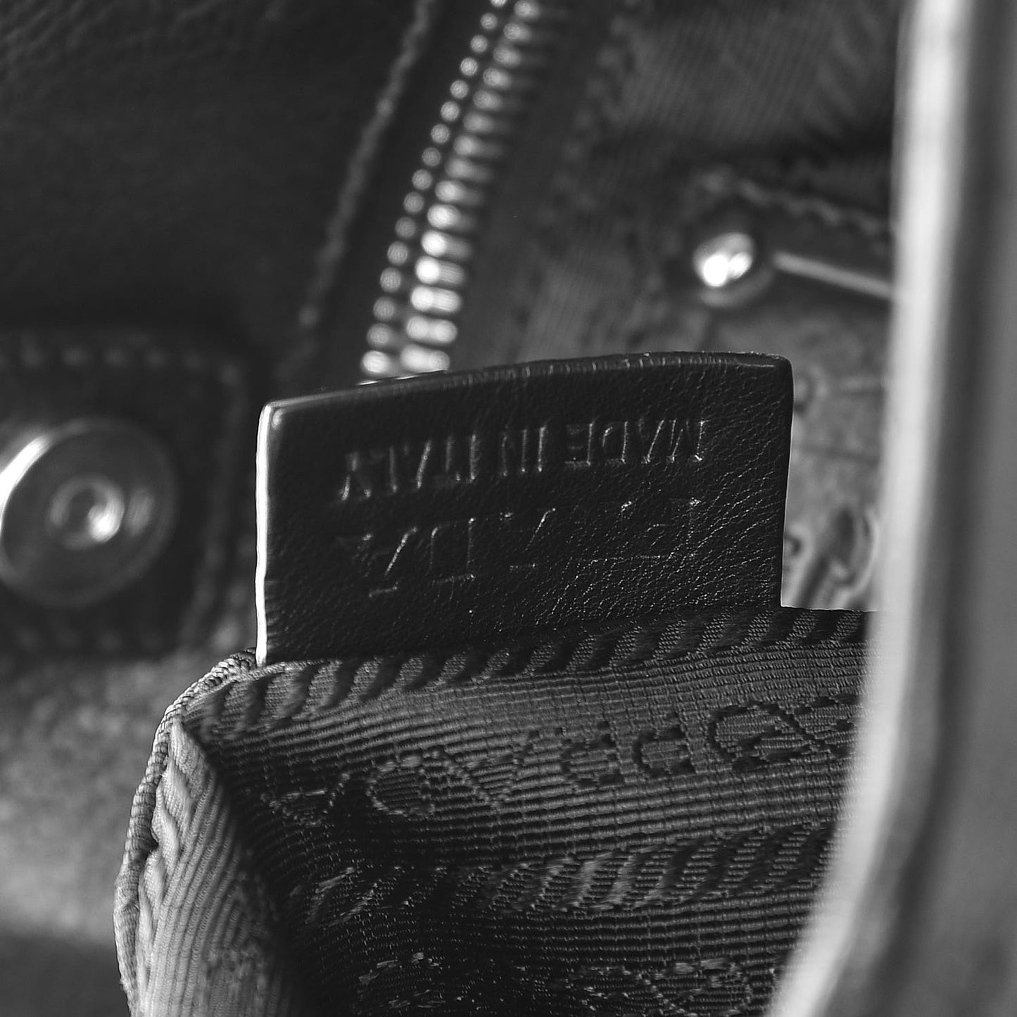 Tessuto Nylon Calfskin Shoulder Bag Black