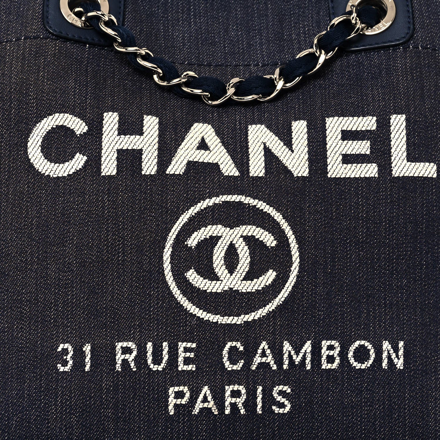 Chanel Denim Medium Deauville Tote Dark Blue 8 of 14