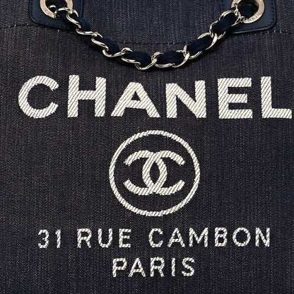 Chanel Denim Medium Deauville Tote Dark Blue 8 of 14