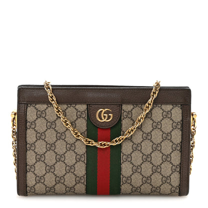 Gucci GG Supreme Monogram Web Small Ophidia Chain Shoulder Bag Brown 1 of 10