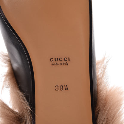 Gucci Calfskin Fur Womens Princetown Slippers 38.5 Black 6 of 8