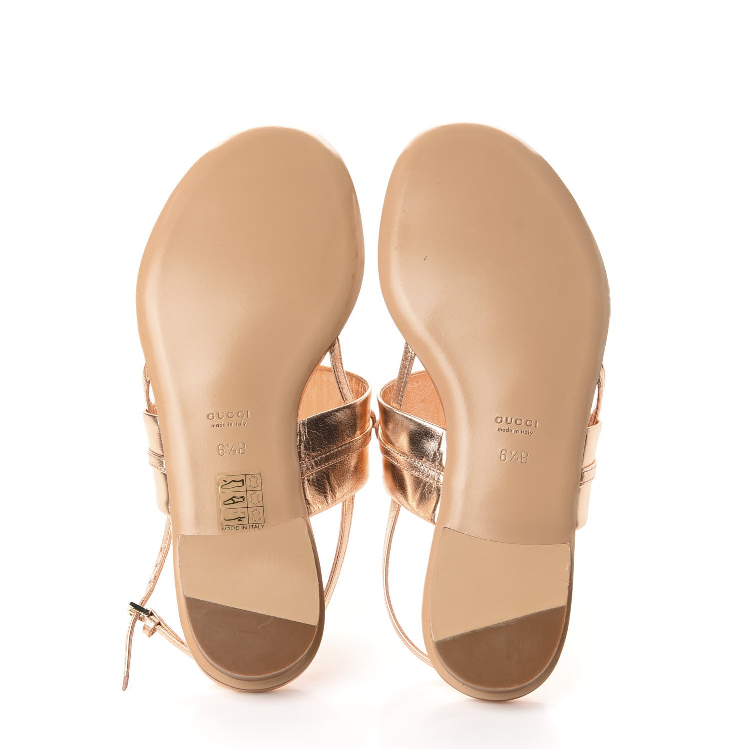 Gucci Metallic Calfskin Horsebit Thong Sandals 6.5 Rose Gold 6 of 9