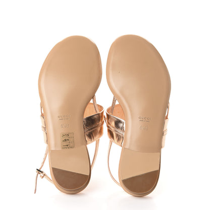 Gucci Metallic Calfskin Horsebit Thong Sandals 6.5 Rose Gold 6 of 9