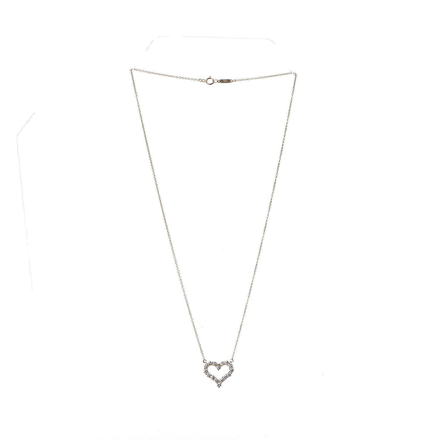 Tiffany 18K Yellow Gold Diamond Heart Pendant Necklace 3 of 5