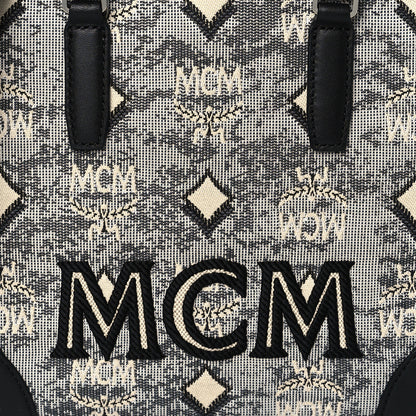 MCM Jacquard Monogram Small Tote Grey 7 of 9
