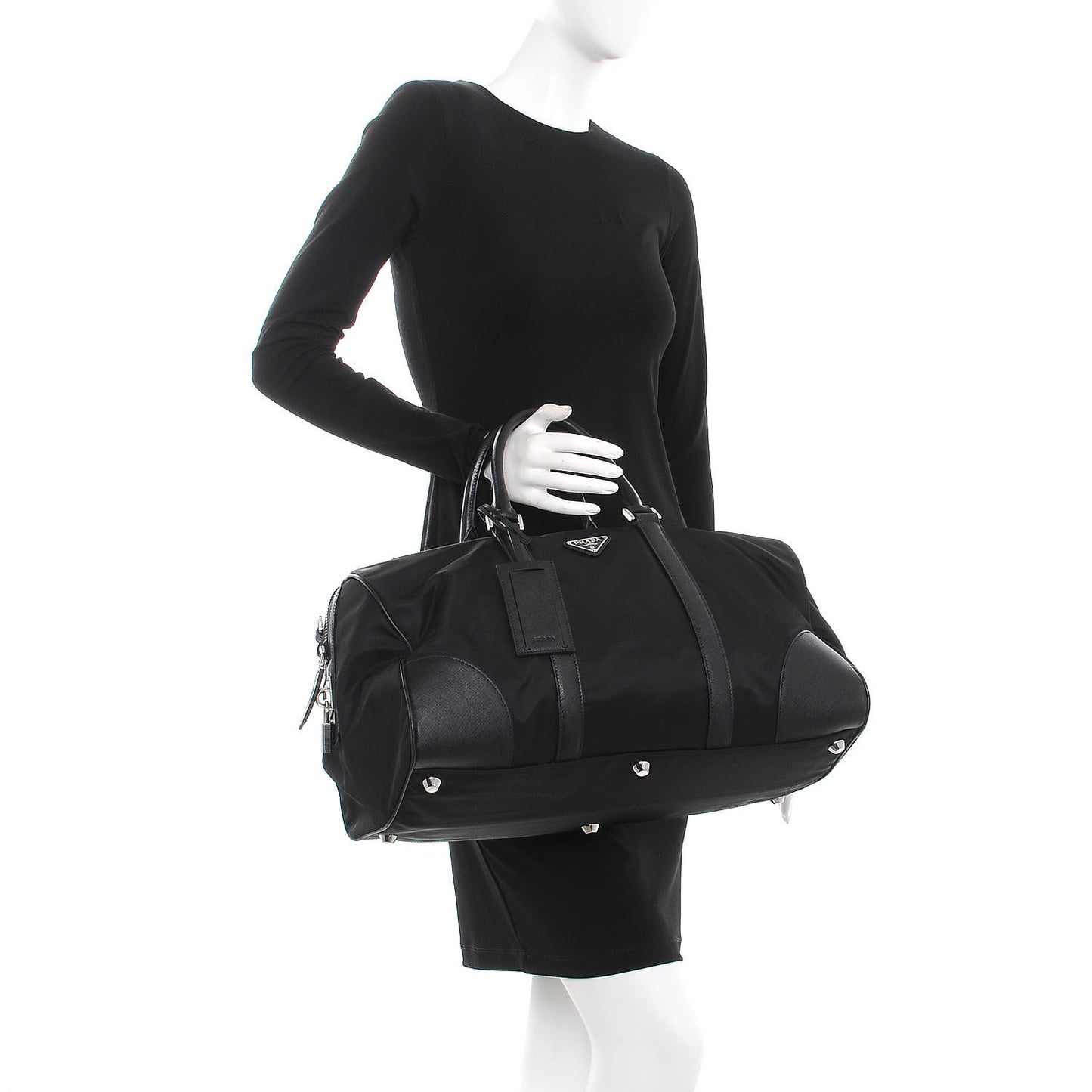 Tessuto Nylon Saffiano Duffle Bag Nero Black