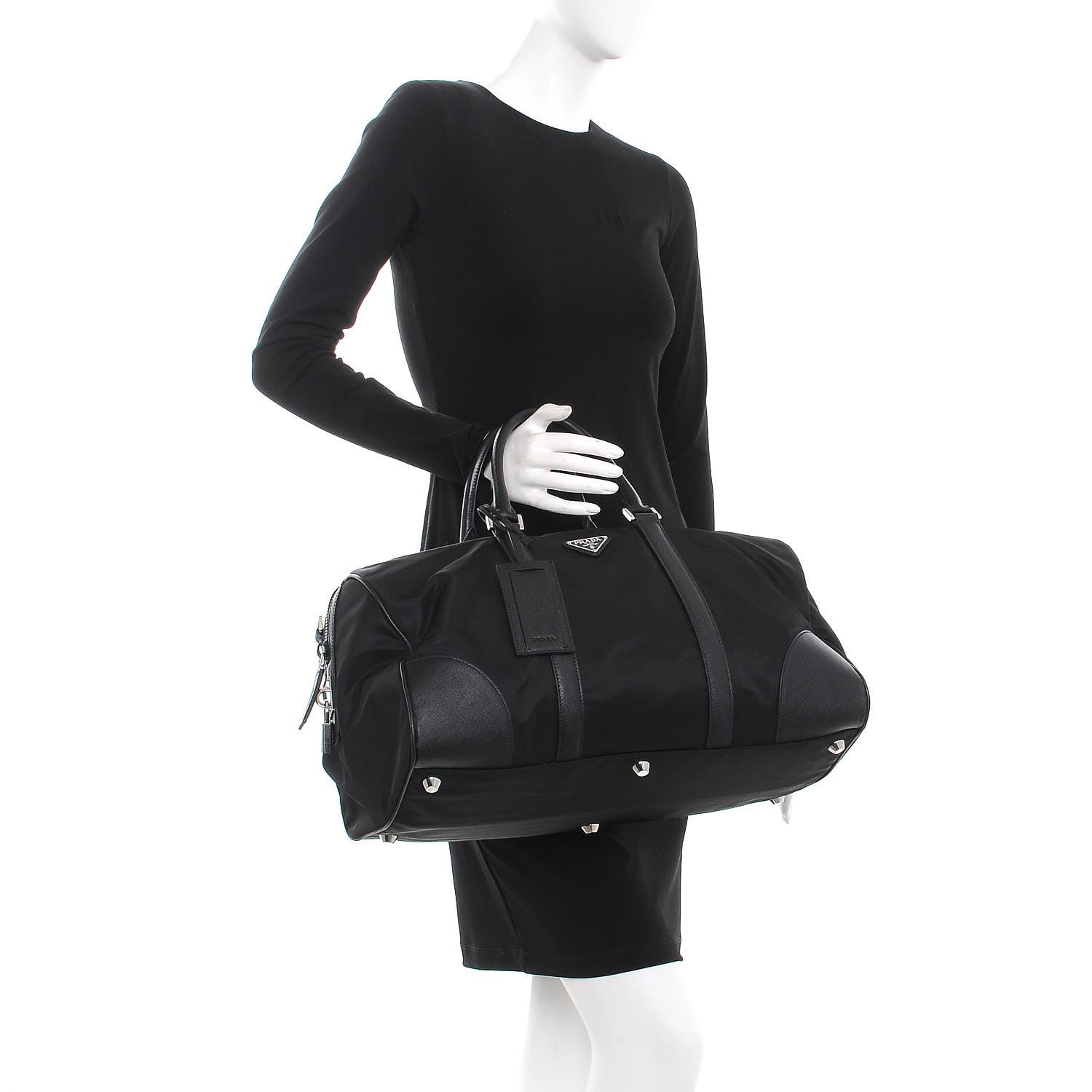 Prada Tessuto Nylon Saffiano Duffle Bag Nero Black 3 of 8