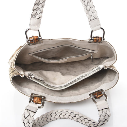 Gucci Monogram Medium Bamboo Bar Tote Off White 5 of 9