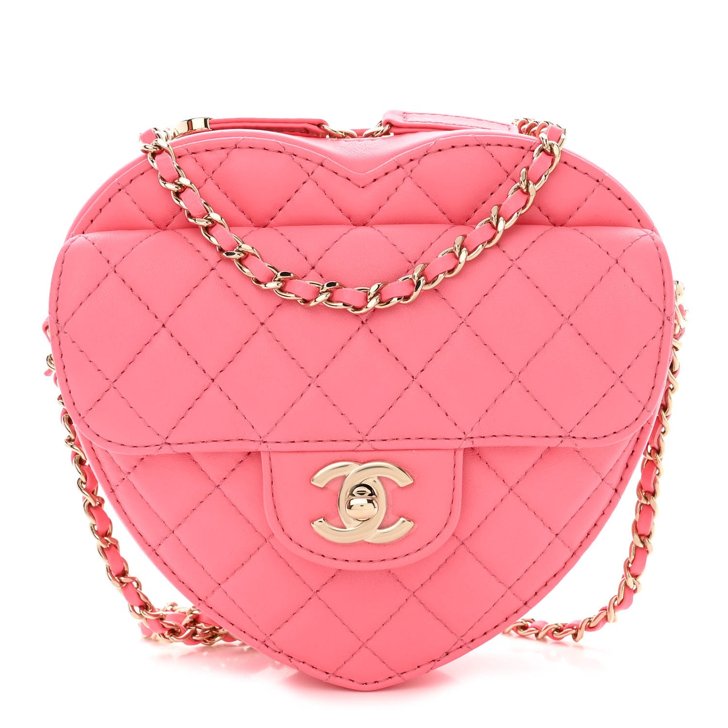 Lambskin Quilted CC In Love Heart Bag Pink