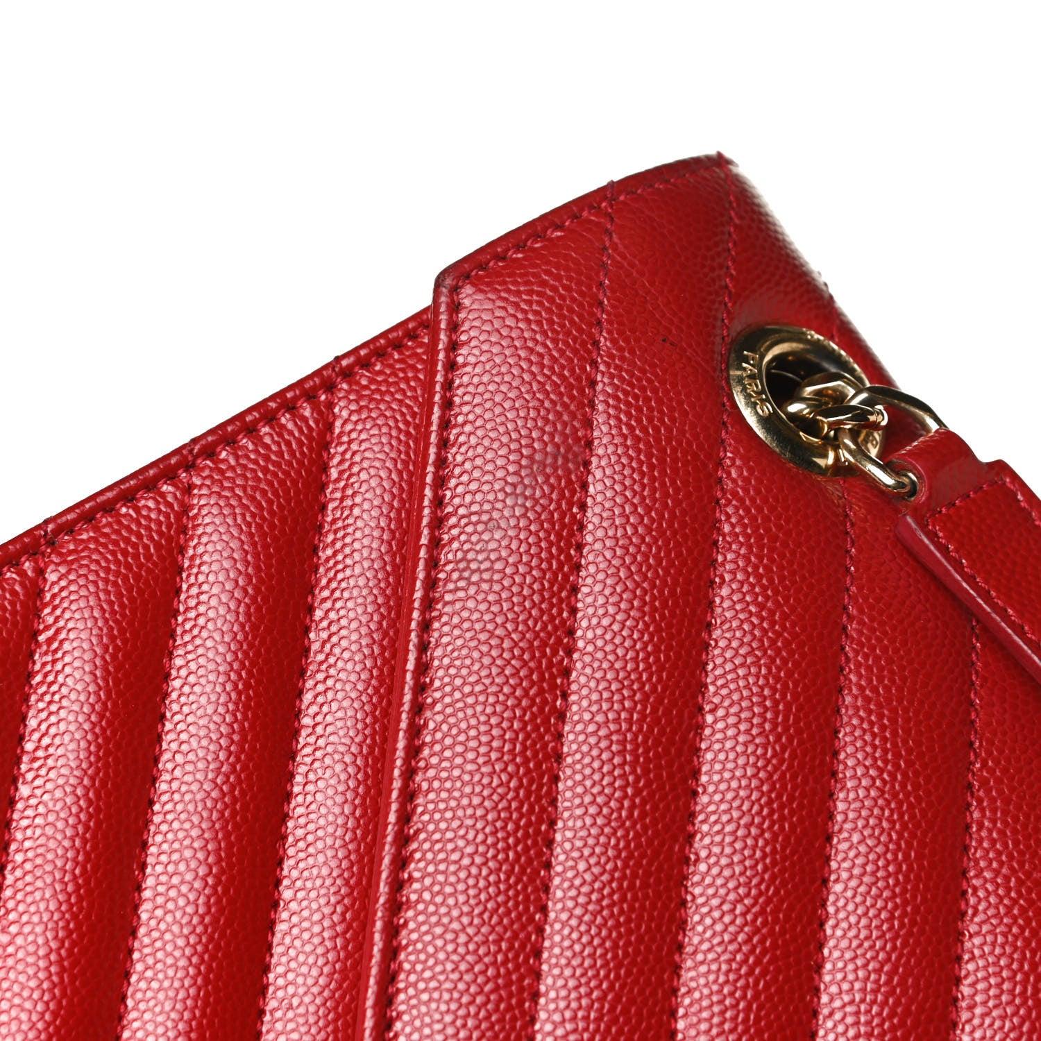 Saint Laurent Grain De Poudre Matelasse Chevron Large Monogram Satchel Lipstick Red 14 of 17