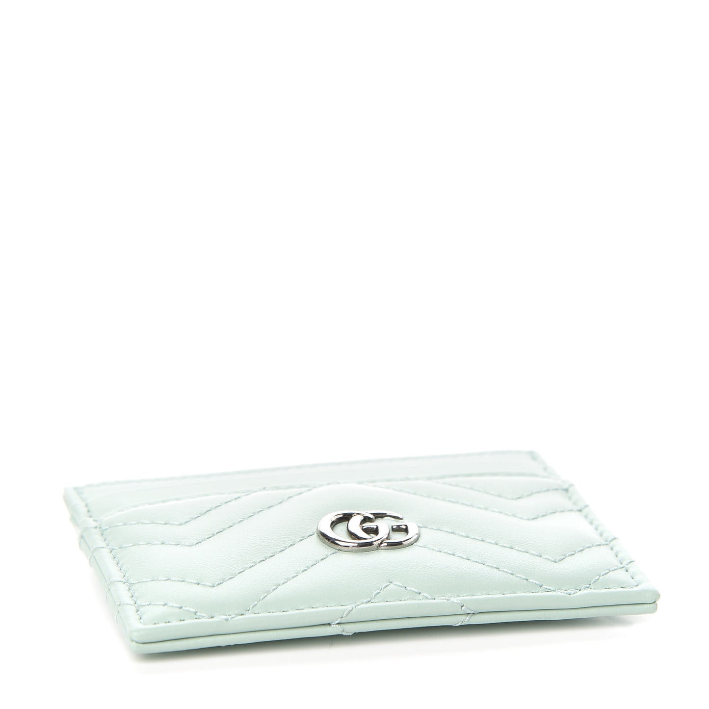Calfskin Matelasse GG Marmont Card Holder Water Green