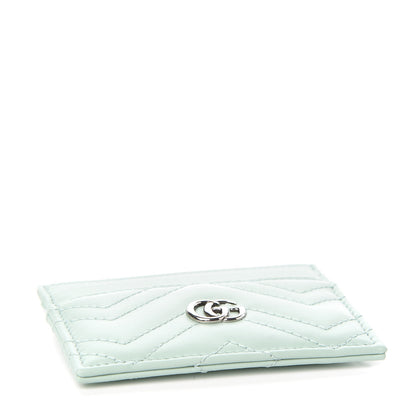 Gucci Calfskin Matelasse GG Marmont Card Holder Water Green 3 of 6