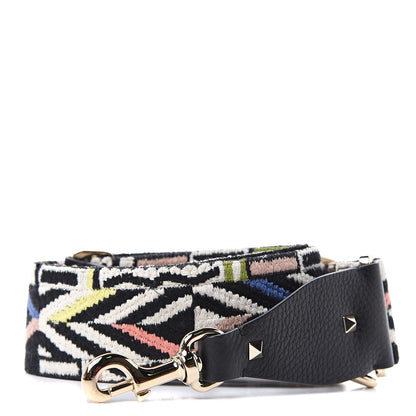Valentino Garavani Canvas Native Couture Embroidered Rockstud Guitar Strap 1 of 5