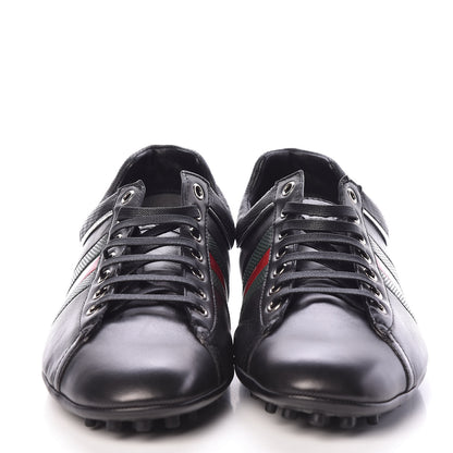 Gucci Calfskin Web Mens Lace Up Driver Sneakers 8 Black 2 of 7