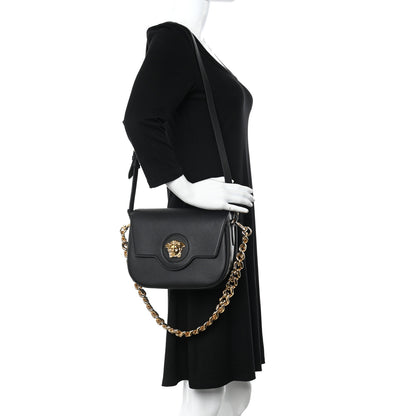 Versace Grained Calfskin La Medusa Chain Clutch Bag Black 2 of 9