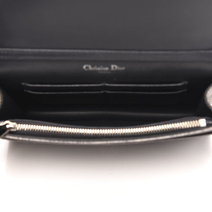 Christian Dior Metallic Brushed Calfskin Diorama Wallet on Chain Pouch Gunmetal 5 of 12