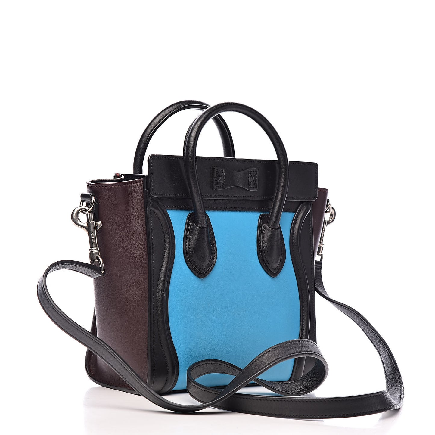 Smooth Calfskin Nano Tri-Color Luggage Turquoise