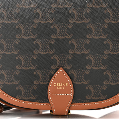 Celine Triomphe Canvas Medium Folco Bag Tan 6 of 9