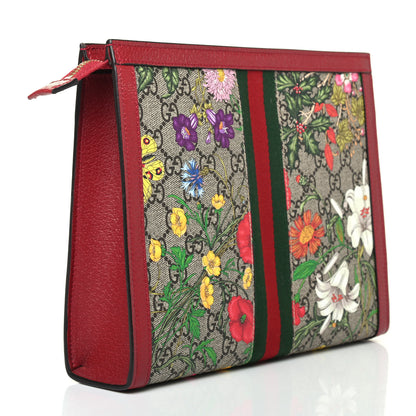 Gucci GG Supreme Monogram Flora Web Ophidia Pouch Red 2 of 4
