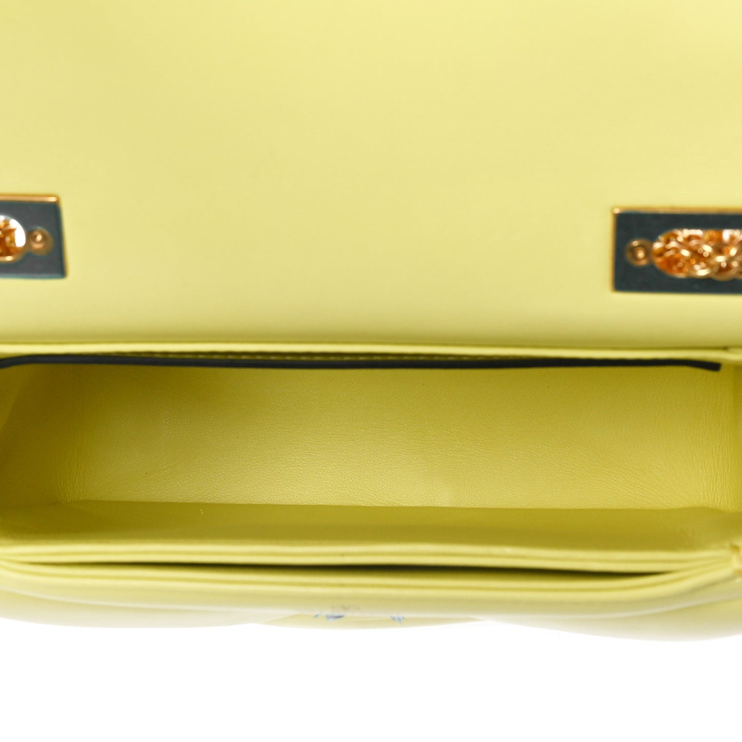 Nappa One Stud Chain Clutch Pale Yellow