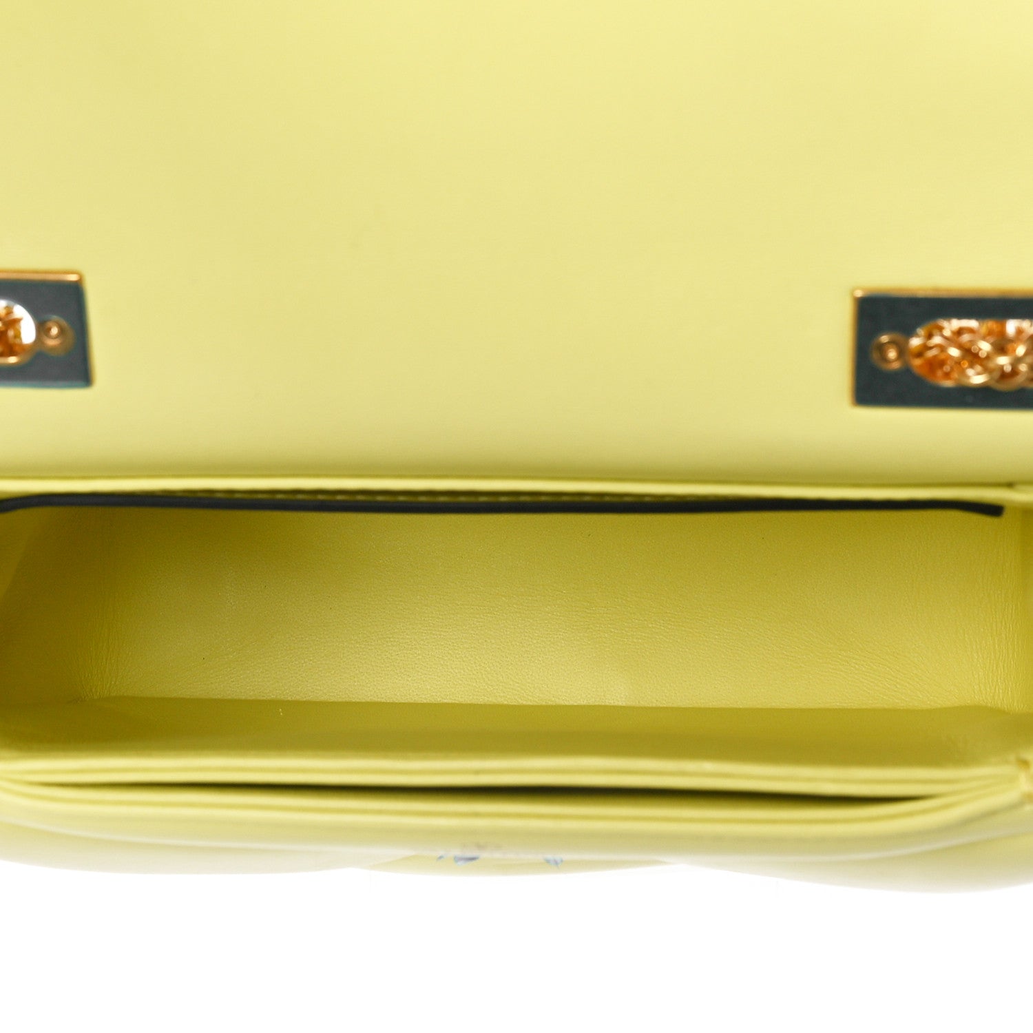 Valentino Garavani Nappa One Stud Chain Clutch Pale Yellow 5 of 9
