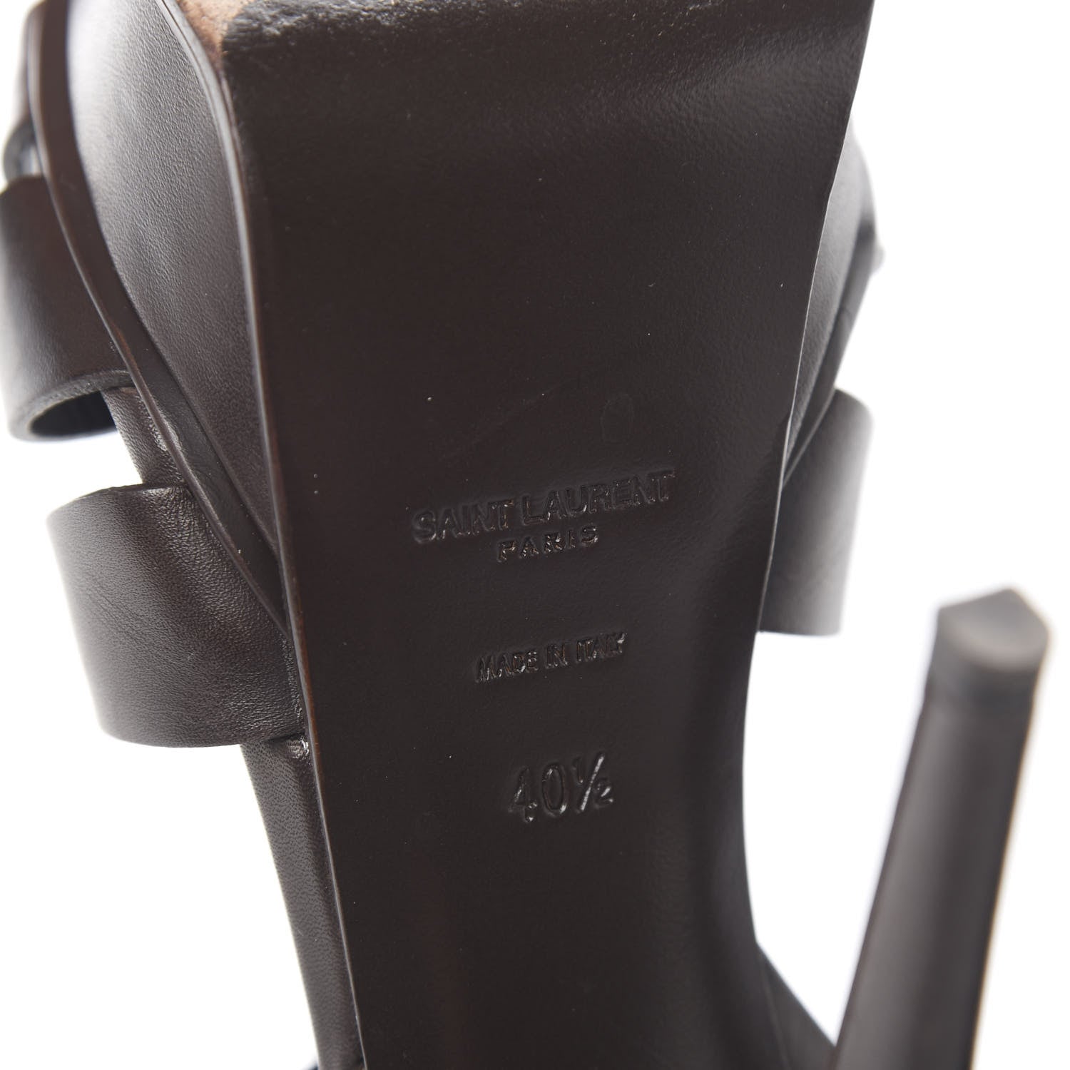 Saint Laurent Calfskin Tribute 105 Platform Sandals 40.5 Dark Brown 6 of 16