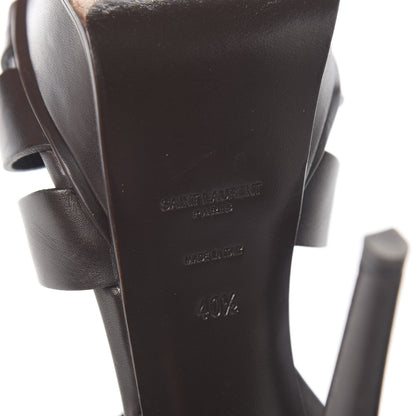 Saint Laurent Calfskin Tribute 105 Platform Sandals 40.5 Dark Brown 6 of 16