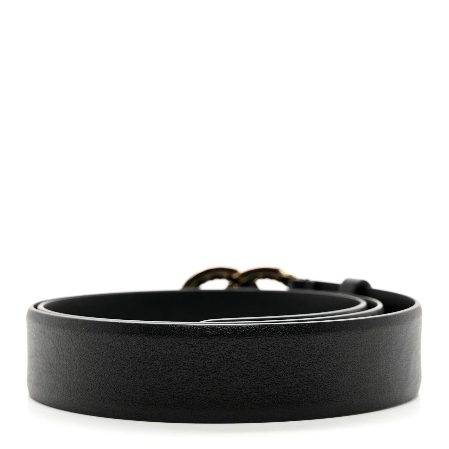 Calfskin Lambskin CC Chain Belt 85 34 Black Gold