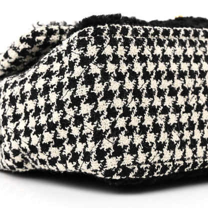 Chanel Shearling Tweed Jumbo Single Flap Black White 9 of 12