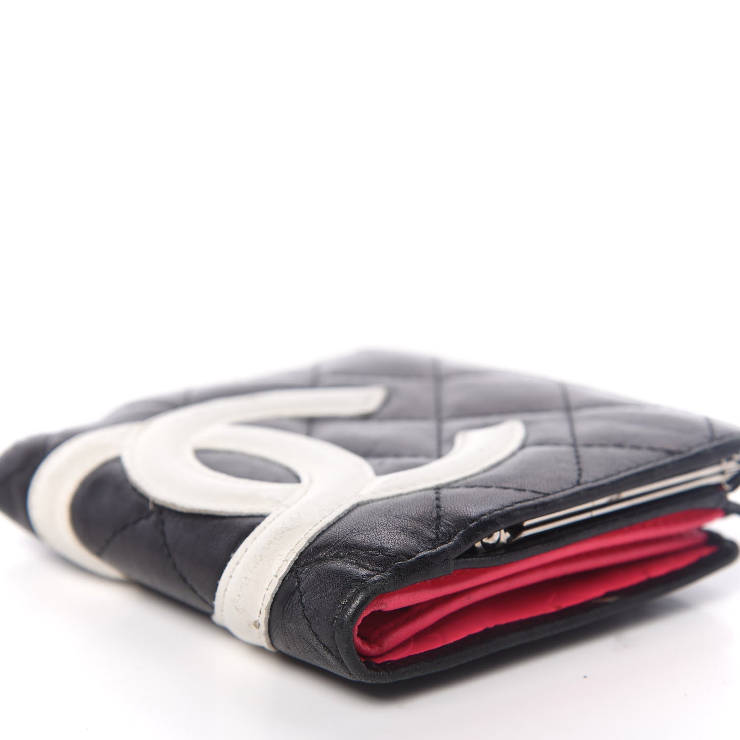 Chanel Calfskin Quilted Cambon Bi-Fold Wallet Black White 9 of 10