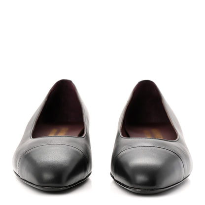 Chanel Lambskin Cap Toe CC Uniform Ballerina Flats 36.5 Black 2 of 9