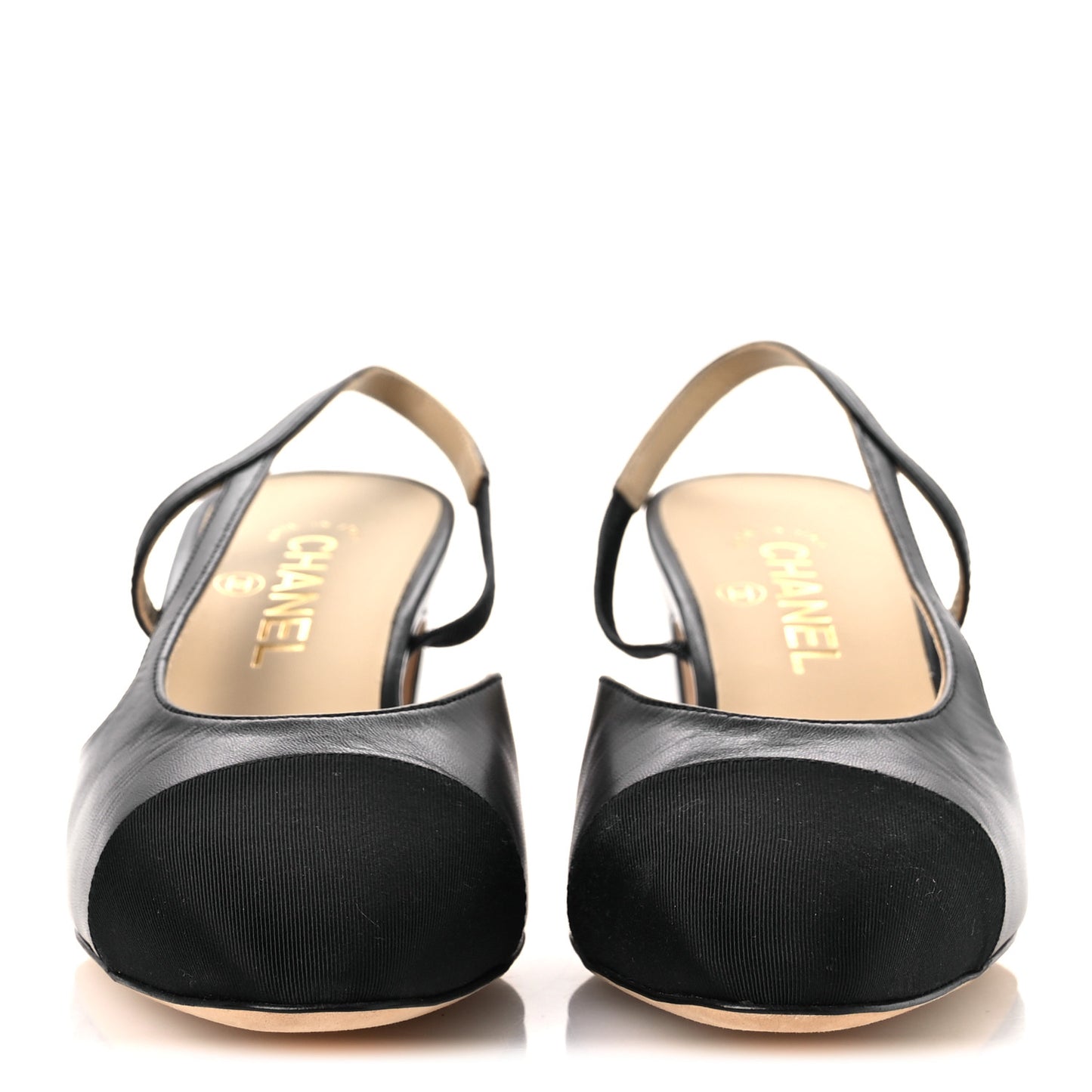 Goatskin Grosgrain Cap Toe CC Slingback Pumps  40 Black