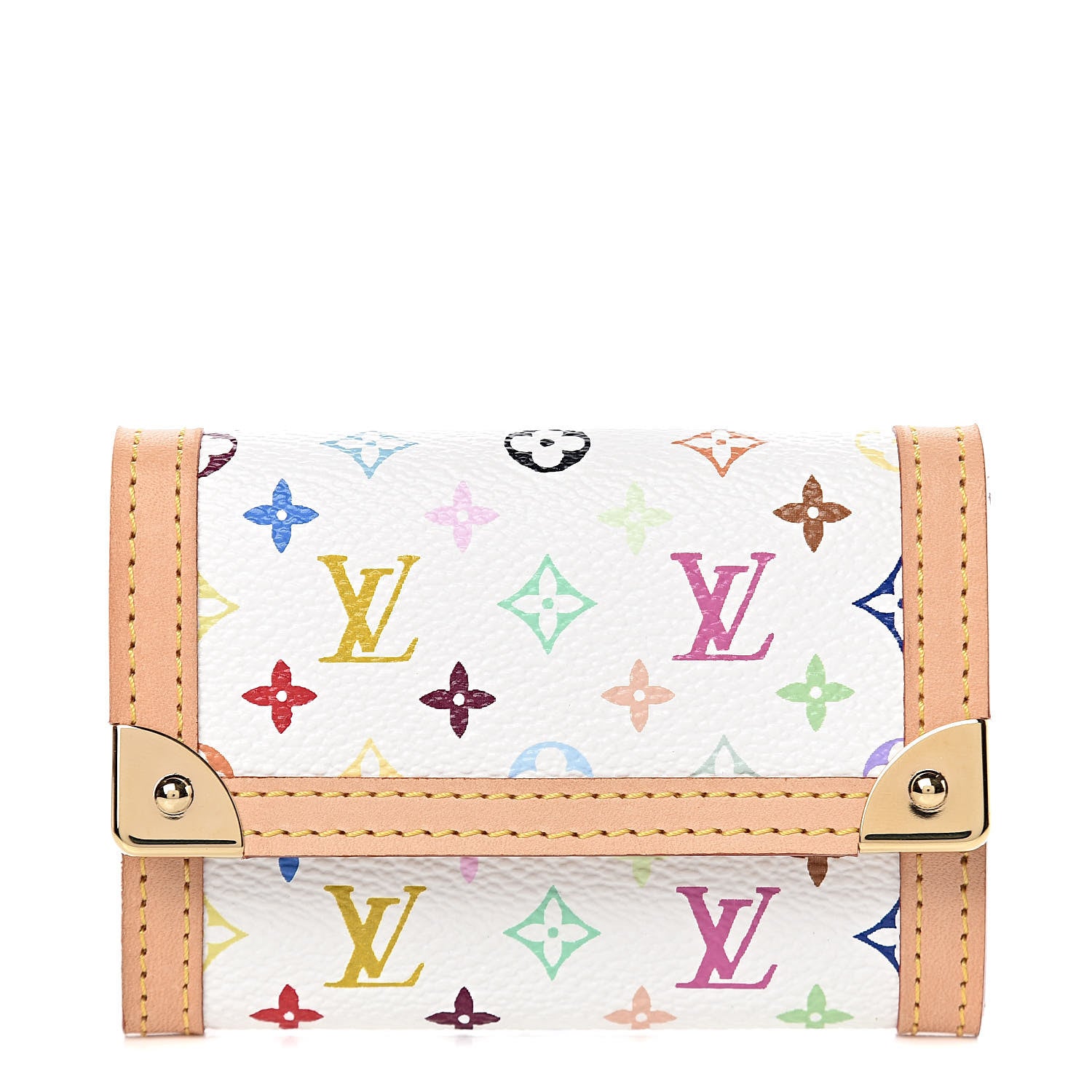 Louis Vuitton Monogram Multicolor Porte-Monnaie Plat Coin Purse White 1 of 7