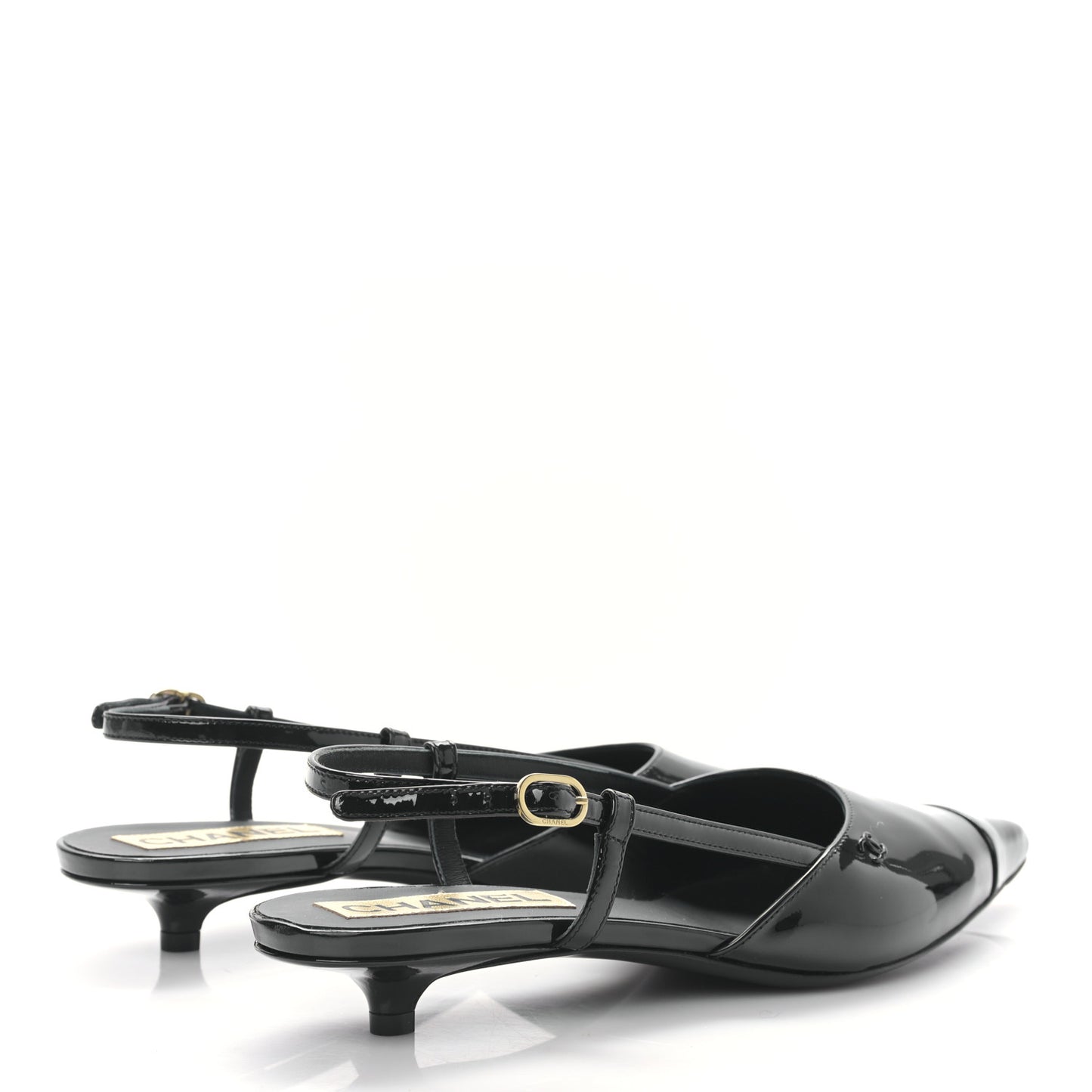 Patent CC Low Heel Slingback 38 Black