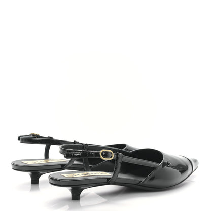 Chanel Patent CC Low Heel Slingback 38 Black 4 of 8