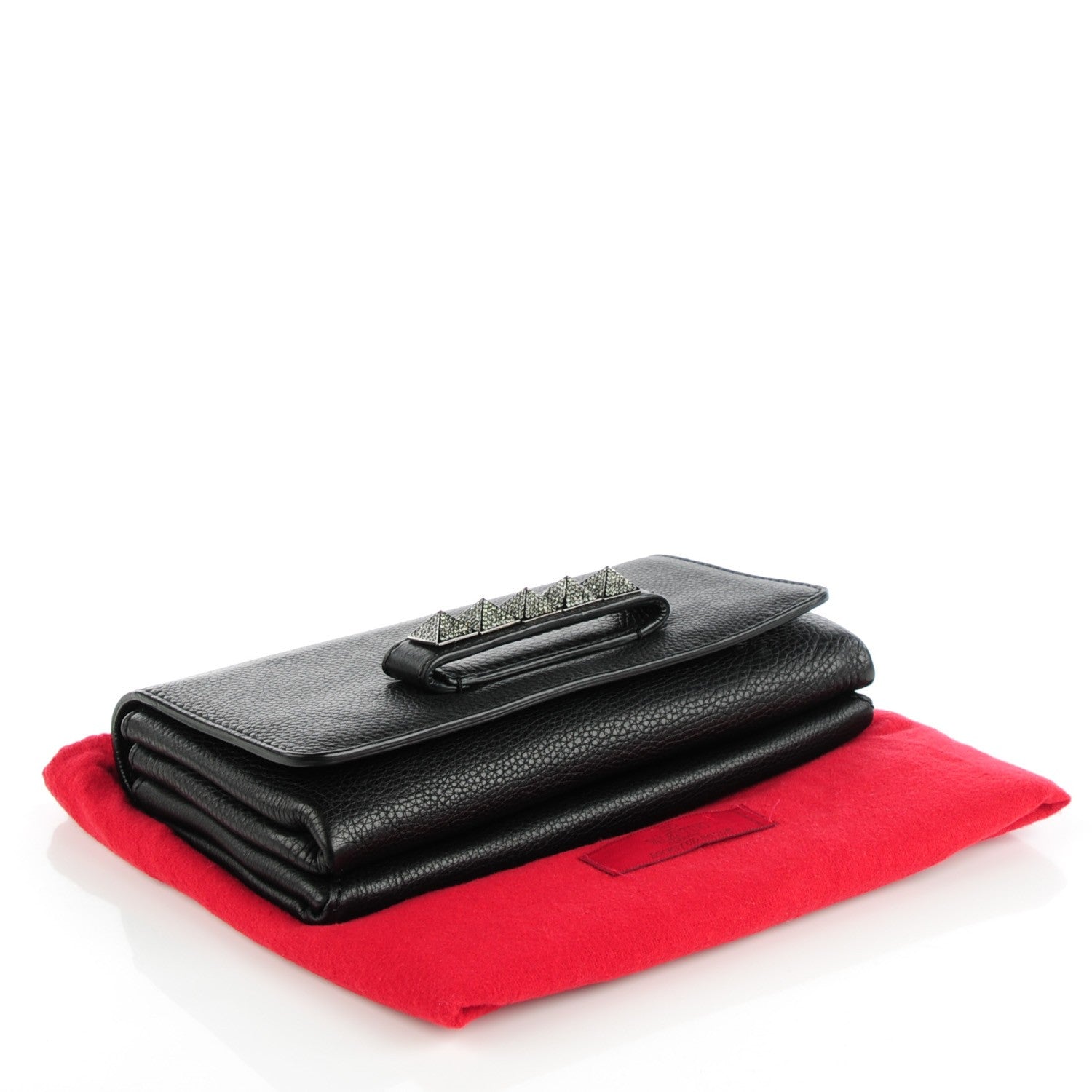 Valentino Garavani Pebbled Calfskin Crystal Encrusted Studs Va Va Voom Shoulder Bag Black 4 of 8