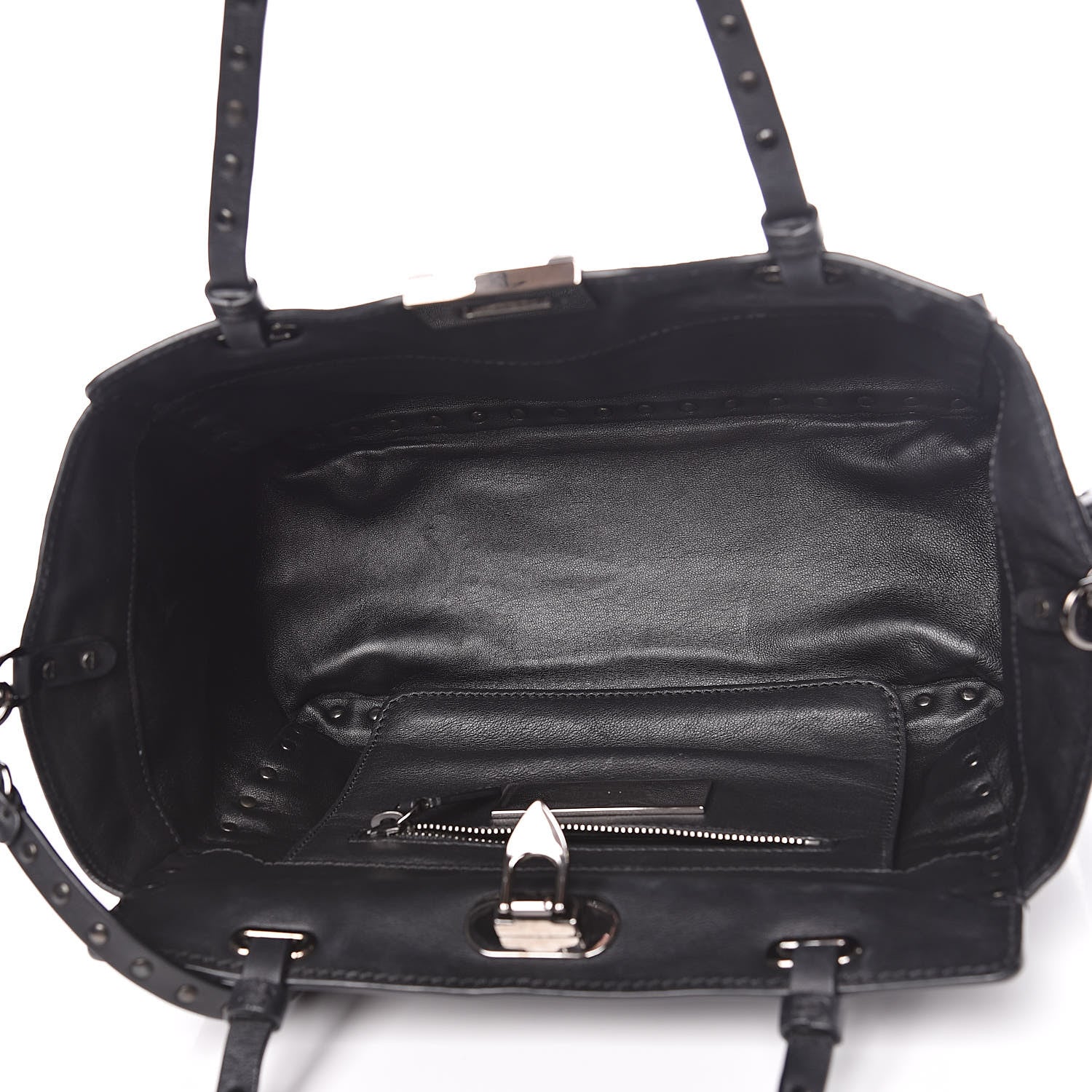 Valentino Garavani Vitello Small Rockstud Tote Black 5 of 13