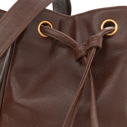 Chanel Caviar CC Drawstring Shoulder Bag Brown 8 of 13