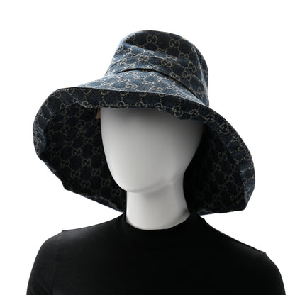 Gucci Denim GG Monogram Brim Hat M Blue Ivory 2 of 9